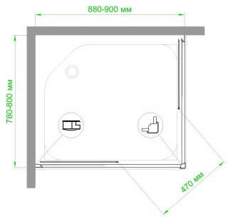 Душевой уголок Royal Bath HPD 90x80см чёрный RB8090HPD-C-BL